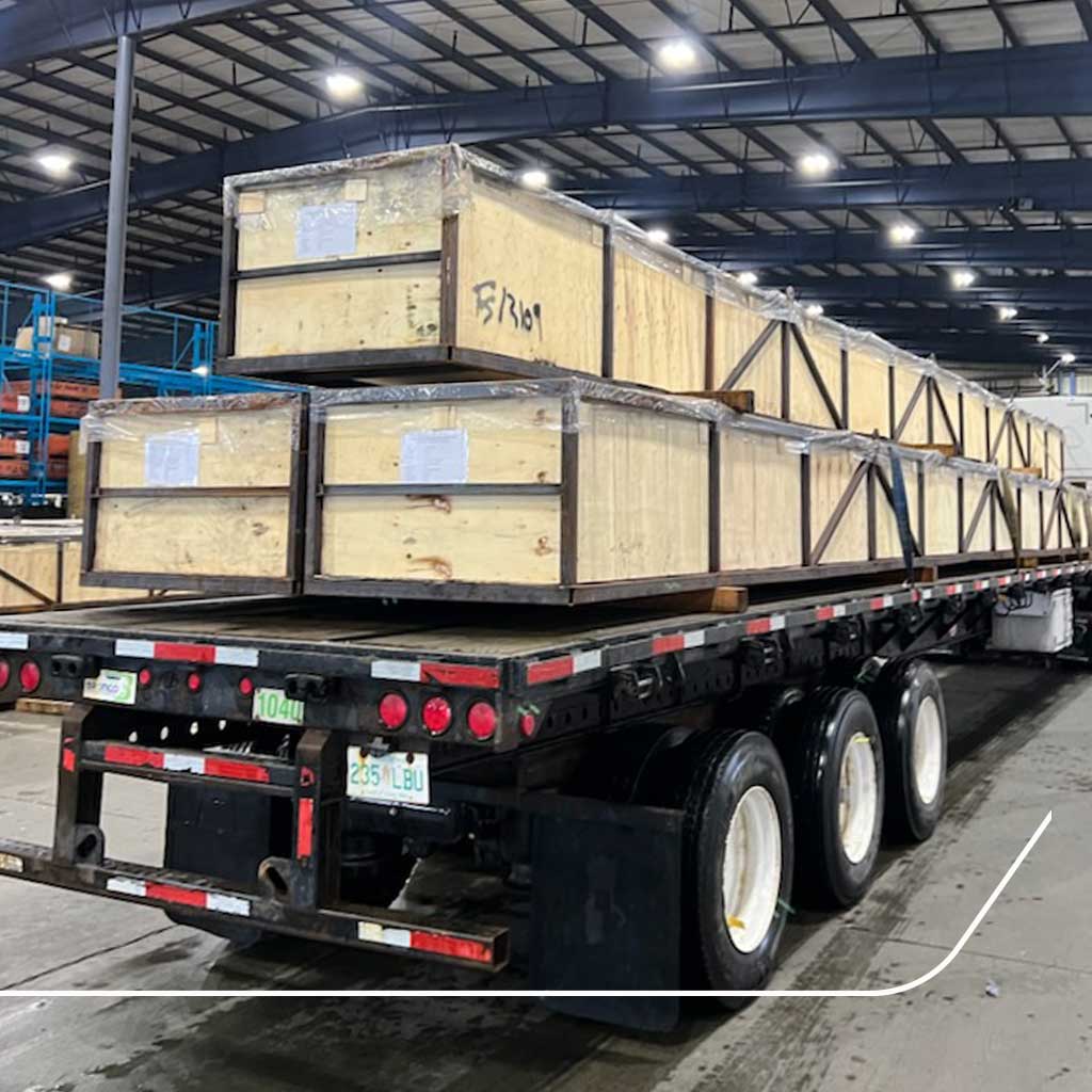 Some of the 15 crates in today’s xpd global case study about energy logistics – logistics for the Energy Industry accommodated over a special truck ready for its last mile service.